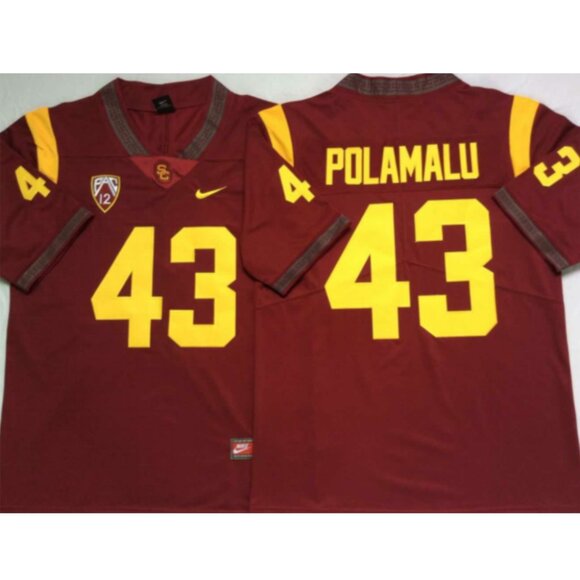 Mens Youths Kids Womens Troy Polamalu Red Stitched Jersey